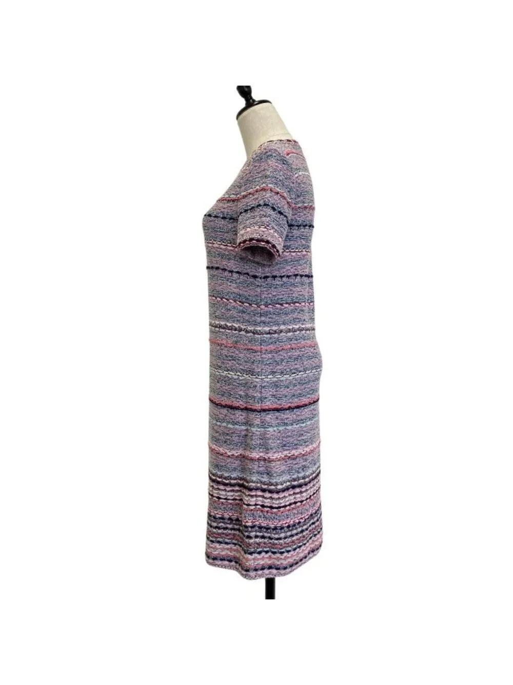 Chanel CC Logo Tweed Knit Dress Pink 38 Multicolor